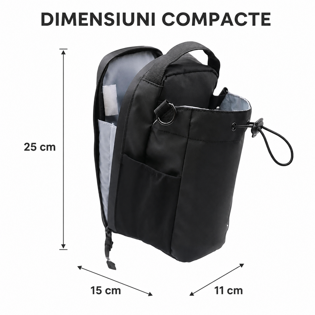Dimensiunile genții magnetice Nexora: 25 x 15 x 11 cm